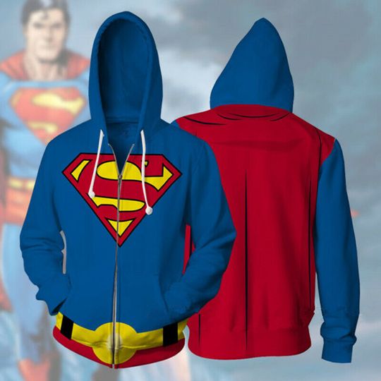 Discover Superman Cosplay Hoodie, 3D Zip Hoodie