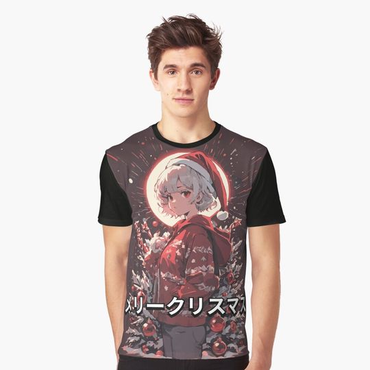 Discover Anime Chrismas Greeting Graphic T-Shirt