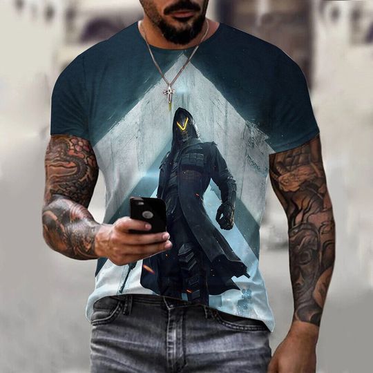 Discover Summer Cartoon PUBG Short Sleeve T-shirt Men's Round Neck Short Sleeve