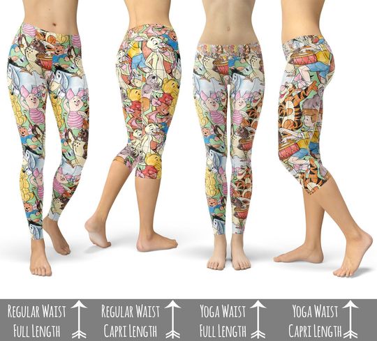 Discover Sketched Pooh Characters - Theme Park Inspired Leggings