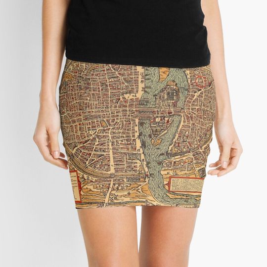Discover Map Of Paris 1575 Mini Skirt