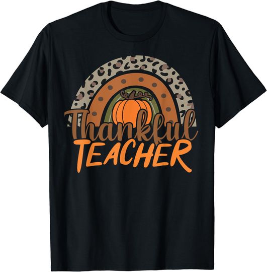 Discover Thanksgiving Teacher Thankful Teacher Rainbow Pumpkin T-Shirt