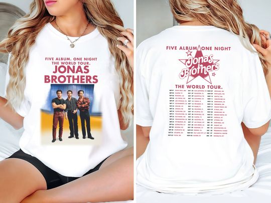 Discover Jonas Brothers Five Album One Night The World Tour 2023 Shirt