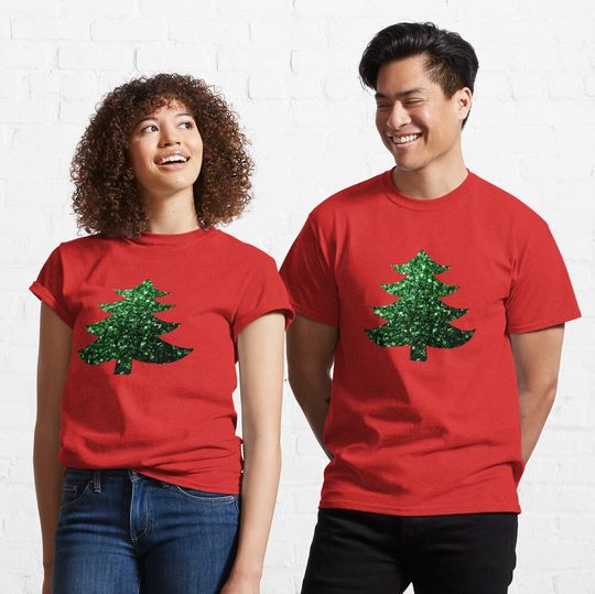 Discover Sparkly Christmas tree green faux sparkles  T-Shirt