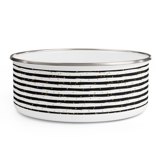 Discover Holiday Black and Gold Patterned Enamel Bowls