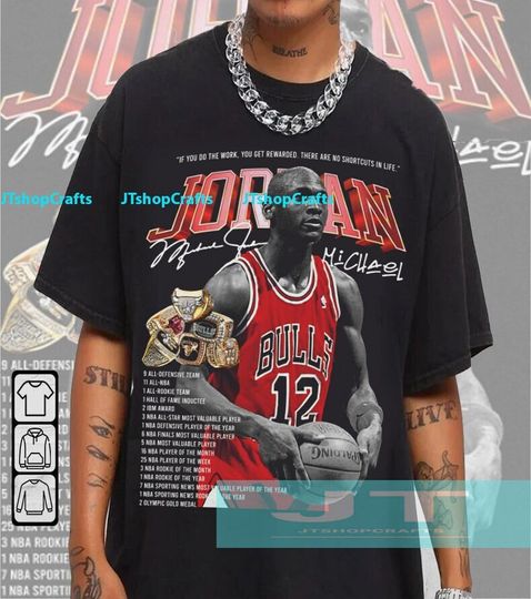 Discover Vintage 90s Basketball Bootleg Style T-Shirt, Jordan Graphic Tee, Jordan Shirt