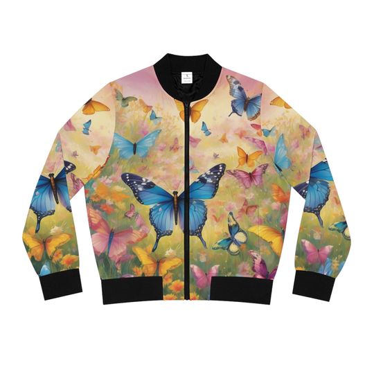 Discover Floral Butterfly Women's Bomber Jacket