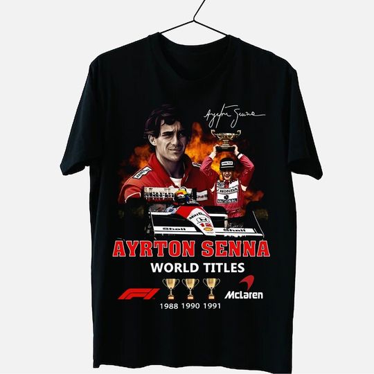 Discover Ayrton Senna World Titles 1988 1990 1991 Cotton T-Shirt, Ayrton Senna Shirt