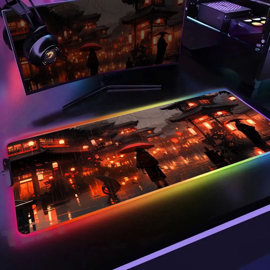 Discover LED Rainy Desk Mat / Japanese Lantern Village