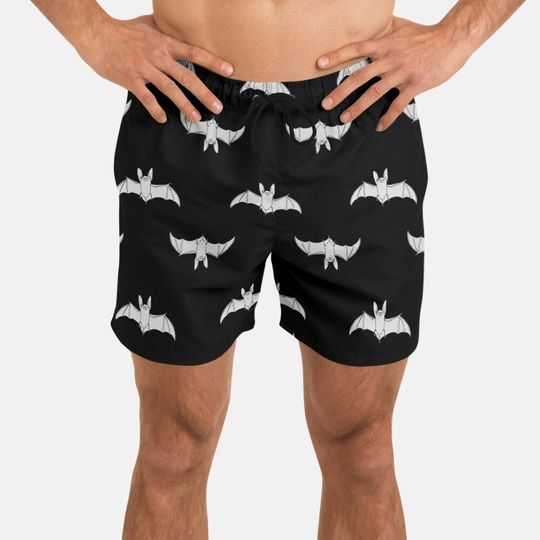 Discover Gothic Bat Swim Shorts Goth Men's Bat Print Swim Trunks