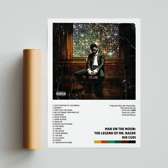 Discover KidCudi Posters,Man On The Moon Poster,Album Cover Poster