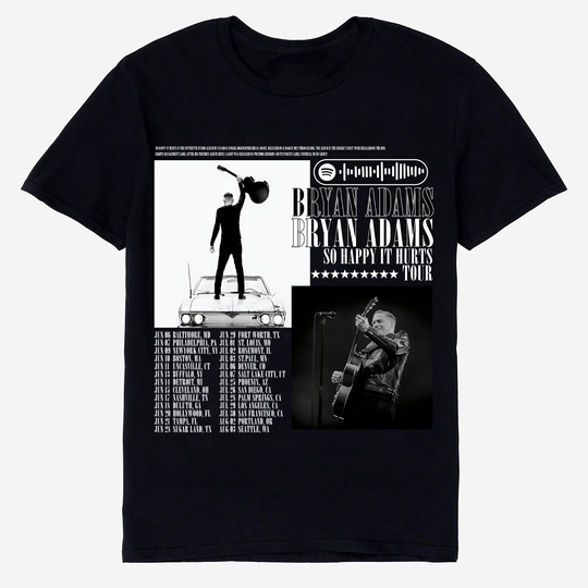 Discover Bryan Adams T-Shirt, So Happy Hurts Tour Music Shirt