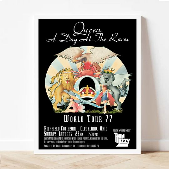Discover QUEEN 1977 THIN LIZZY Concert Poster Iconic Rockstar Music
