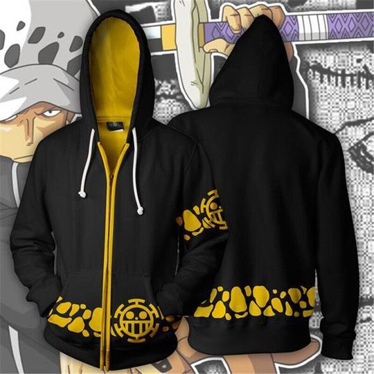 Discover One Piece Trafalgar Law Hoodie, 3D Cosplay Zip Hoodie