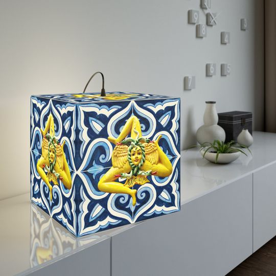 Discover Trinacria Sicily Flag Light Cube Lamp