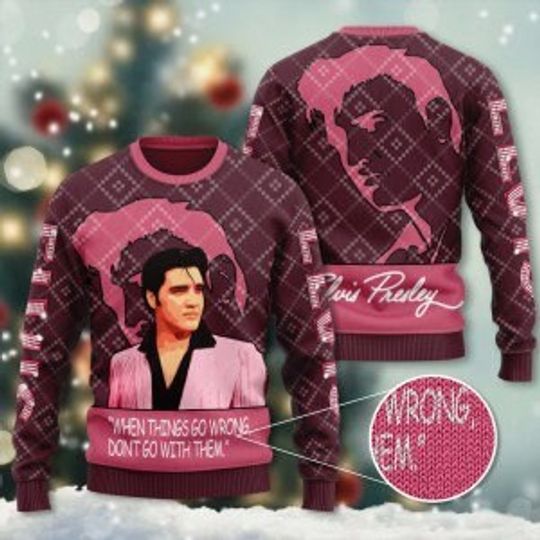 Discover Elvis Christmas Sweater 2023, Elvis Presley All Over Print Season Ugly Christmas