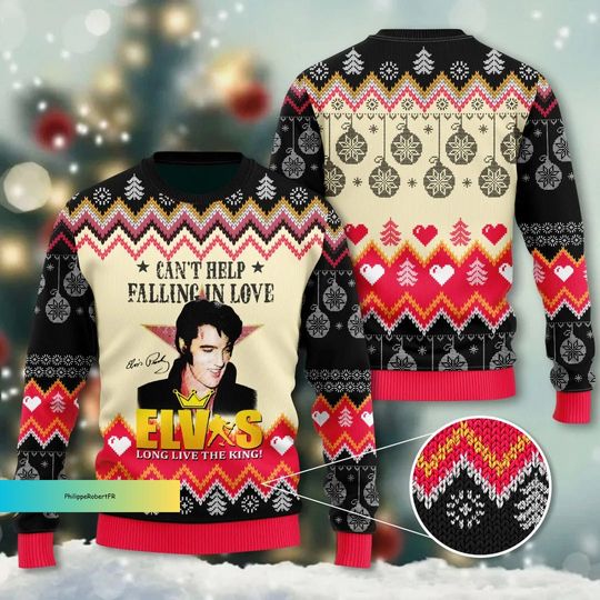 Discover Christmas Gift, Elvis Presley Christmas Sweater, Elvis Presley Ugly Sweater