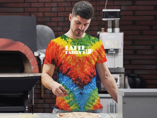 Discover Latte Larry's Enthusiastic Coffee Mens Tie-Dye T-shirt