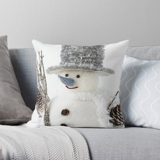 Discover Snowman Throw Pillow