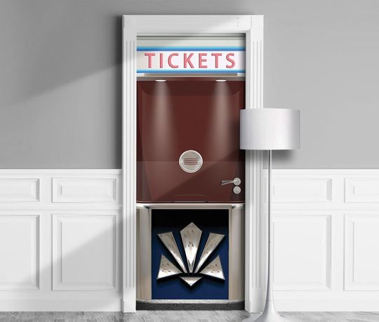 Discover Cinema Ticket Booth Self-Adhesive Door Cover Sticker
