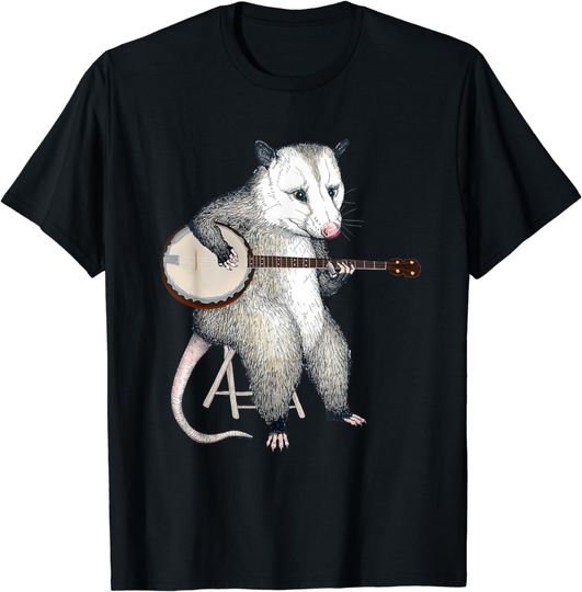 Discover Opossum Playing Banjo Guitar Possum Live Weird Trash Kitty T-Shirt