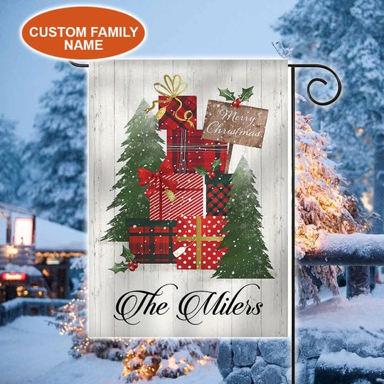 Discover Custom Name Merry Christmas Flag, Merry Christmas Double-sided Flag