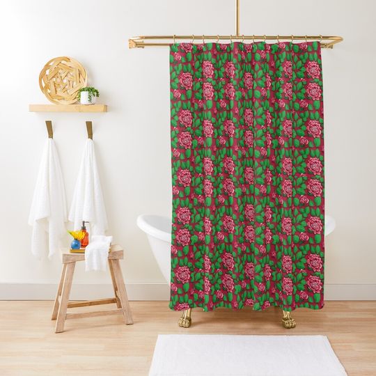 Discover Flowerwall peony red Graphic  Shower Curtain