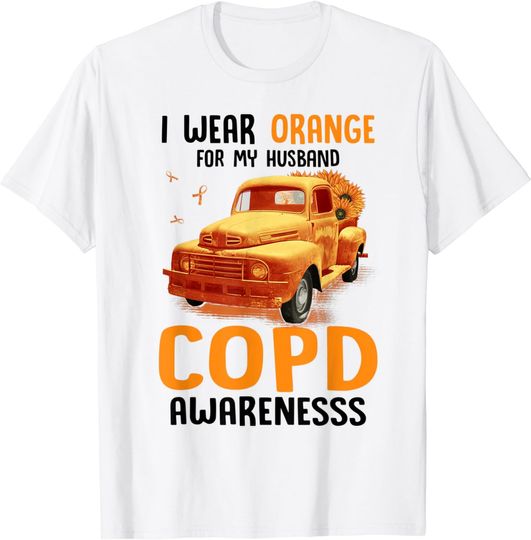 Discover I Wear Orange Ribbon Truck For My Husband COPD Awareness T-Shirt