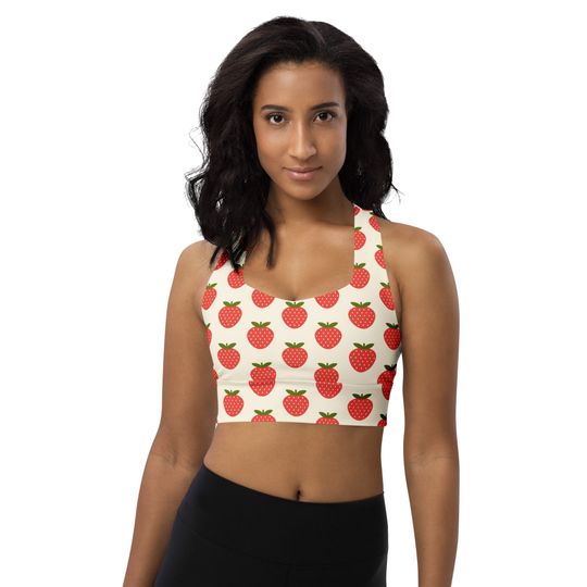 Discover Strawberry Fruit Foodie Sports Bra, Food Printed Bra, Sexy Sports Bra,Fruit Lover Vegan Gift