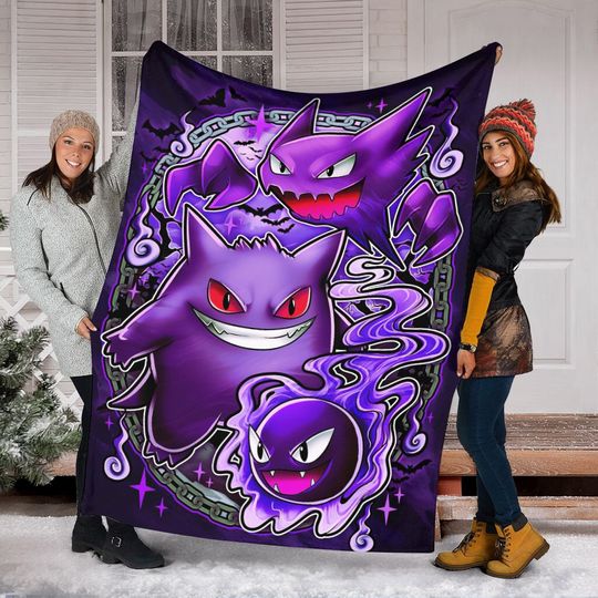 Discover Halloween Gengar Blanket, PKM Character Blanket, Pika Halloween Blanket