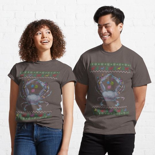 Discover Christmas Blue Crab - Faux Ugly Christmas  Classic T-Shirt
