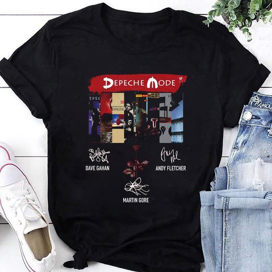 Discover Vintage Depeche Mode Signatures Shirt, Depeche Mode Memento Mori Tour 2023 Shirt