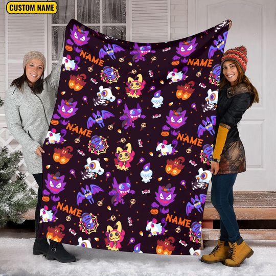 Discover Gengar Blanket Cloak, PKM Gengar Fleece Mink Sherpa