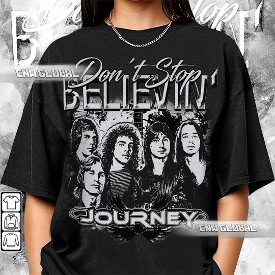 Discover Journey Rock Band 90s Shirt, Bootleg Music Don't Stop Believin' Vintage