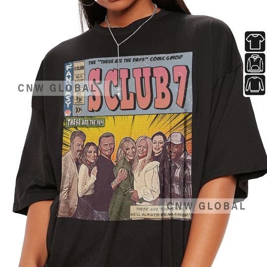 Discover S Club 7 Comic Shirt, 90S Vintage Merch These Are The Days Album Pop Reunited Tour Ticket
