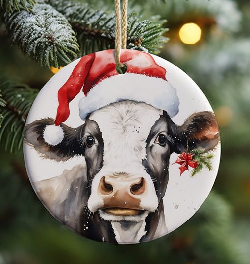 Discover Christmas COW Ornament Sublimation, Cute Cow Christmas Ornament