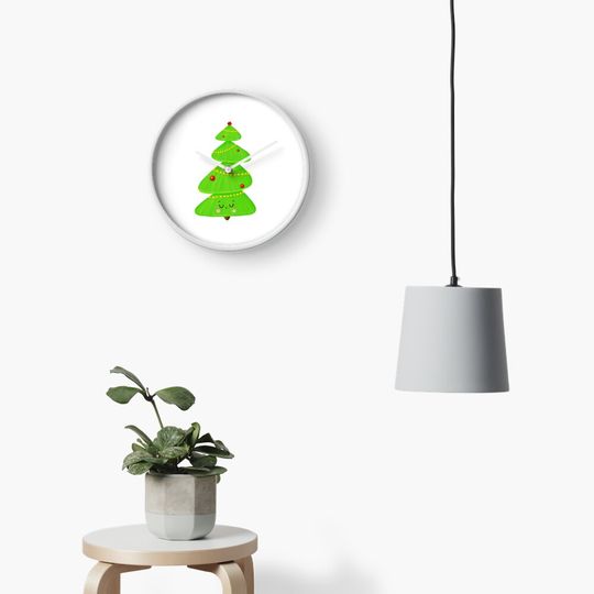 Discover Cute Kawaii Christmas Tree  Clock