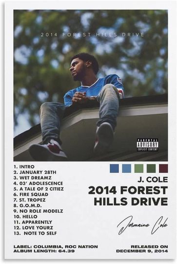 Discover J Poster Cole 2014 Forest Hills Drive Music Album Poster