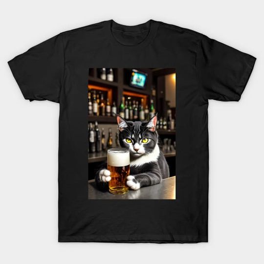 Discover big belly lazyy cat loves beer - Beer Cat Cats Cute Brewery Funny - T-Shirt