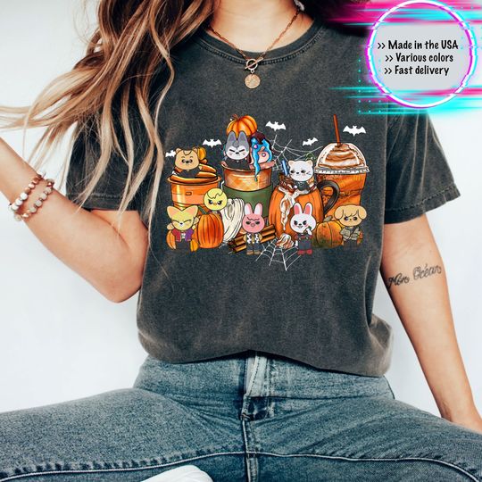 Discover Halloween SKZOO Coffee Shirt, Cute Stray Kids Halloween Shirt
