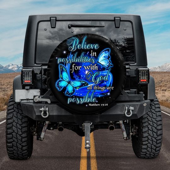 Discover With God All Things Are Possible Butterfly Spare Tire Cover
