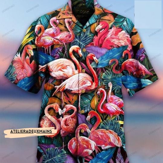 Discover Flamingo Heart Hawaiian Shirt,Beach Shirt,Gift Summer f