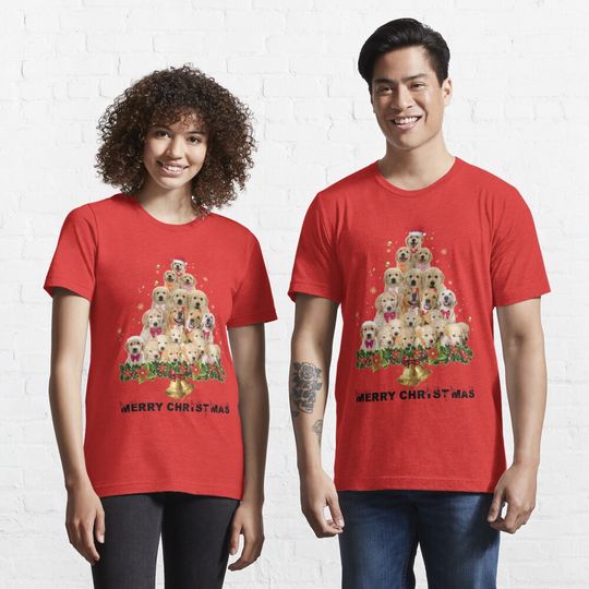 Discover Christmas Dog T-shirt, Cute Golden retriever Merry Christmas Shirt T-Shirt