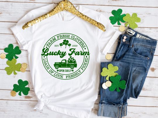 Discover Farm Fresh Clovers Shirt, Lucky Farm Shirt, St Patricks Day Shirt, Shenanigans Shirt