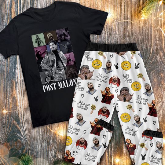 Discover P0st Malone Halloween Pjs, Halloween Pajamas Set For Adult, Christmas Pajamas Set