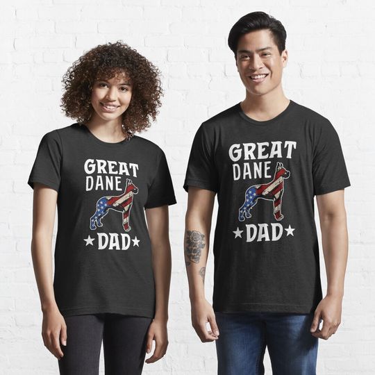 Discover Great Dane Dad Dog Shirt For Men Gift Lover American Flag Essential T-Shirt