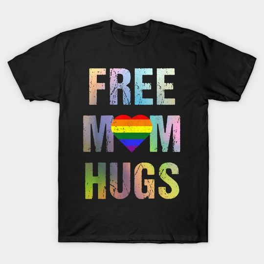 Discover Gay Pride Vintage Distressed Free Mom Hugs LGBT  T-Shirt