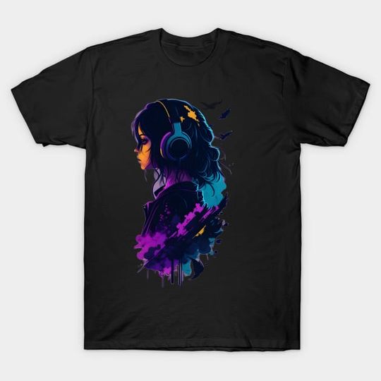 Discover Girl with Headphones - Headphones - T-Shirt