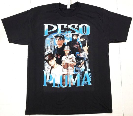 Discover Peso Pluma T-shirt Mexican Rapper Hip Hop Rap Tee Men's 100%Cotton Black New