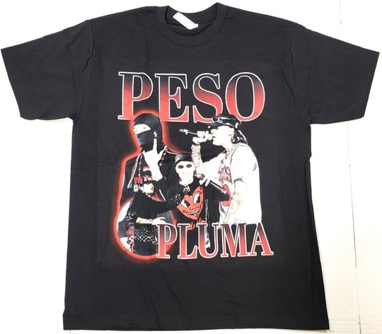 Discover PESO PLUMA T-shirt Mexican Rapper Hip Hop Rap Tee Men's 100%Cotton Black New